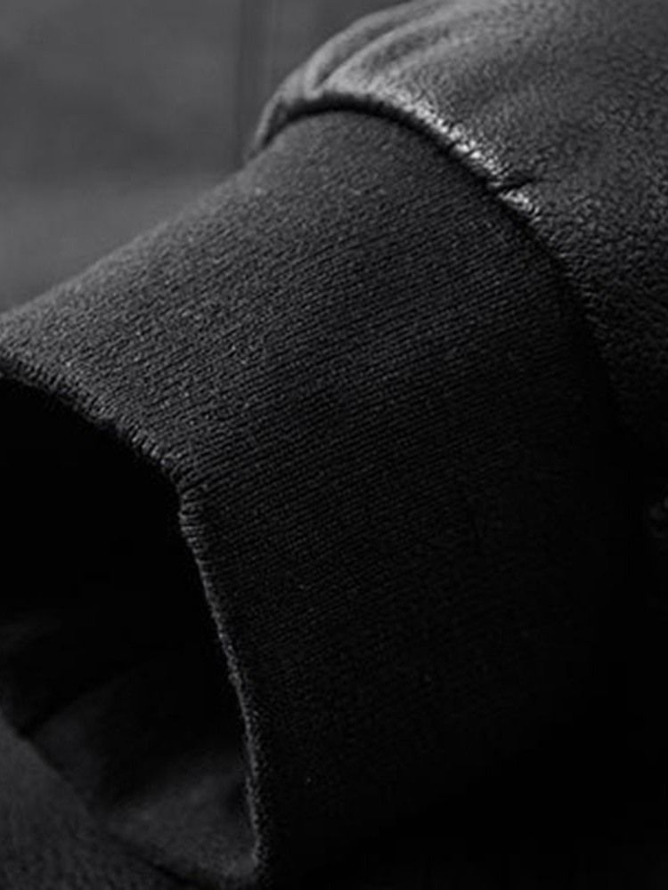 Lapel Plain Standard Slim Patchwork Skinnjacka