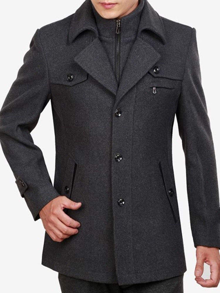 Lapel Pocket Vanlig Enkelknäppt Höstjacka
