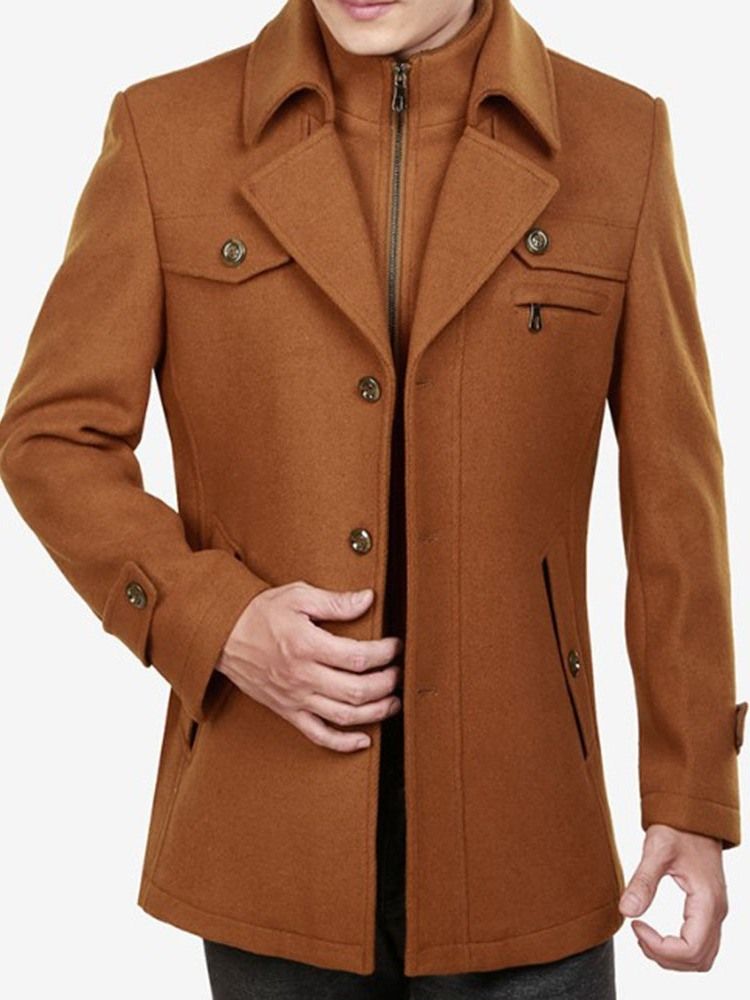 Lapel Pocket Vanlig Enkelknäppt Höstjacka