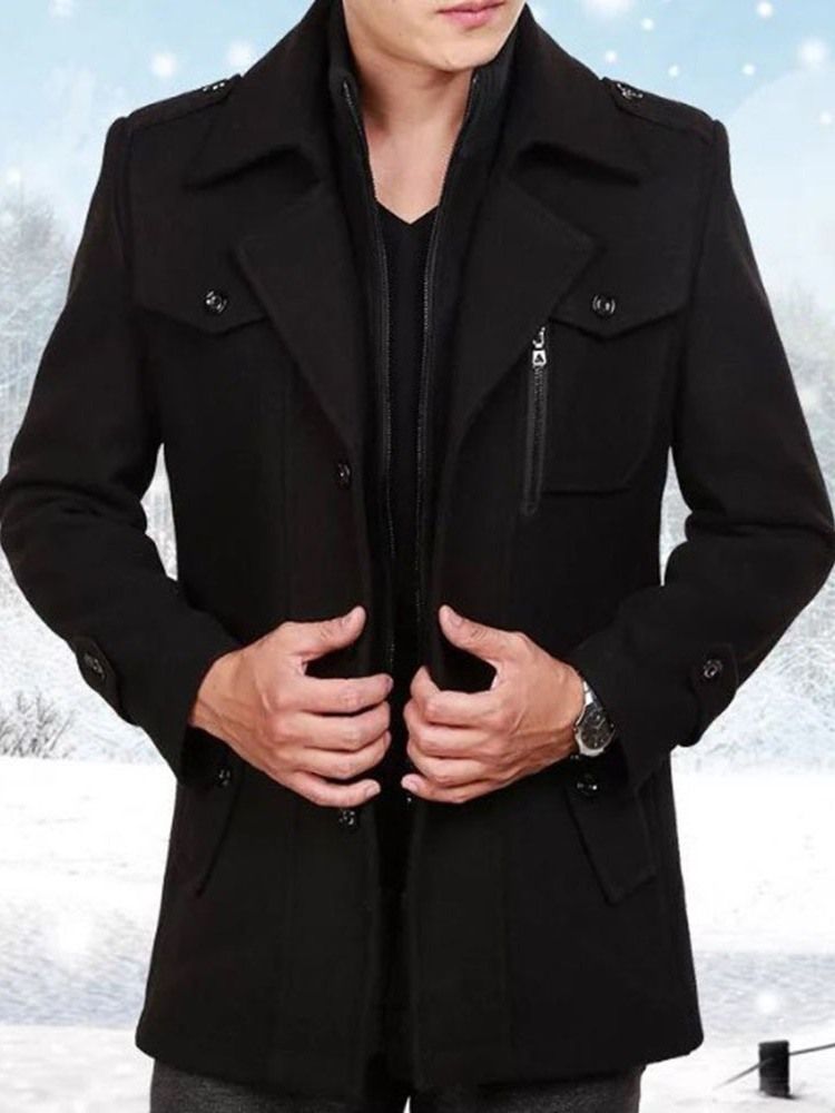 Lapel Pocket Vanlig Enkelknäppt Höstjacka