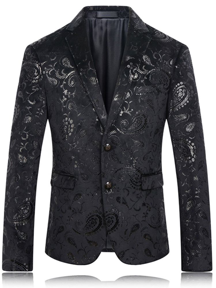 Lapel Print Color Block Herr Casual Blazer