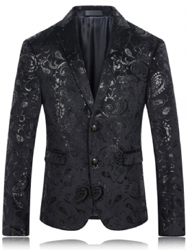 Lapel Print Color Block Herr Casual Blazer