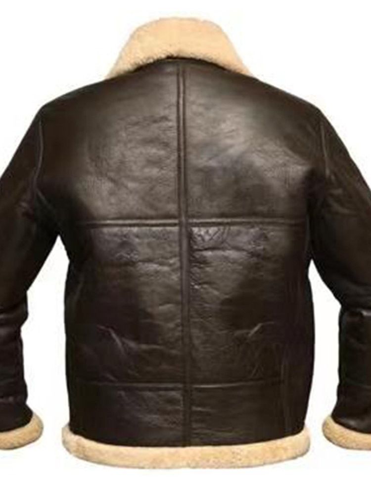 Lapel Standard Zipper Vinterläderjacka