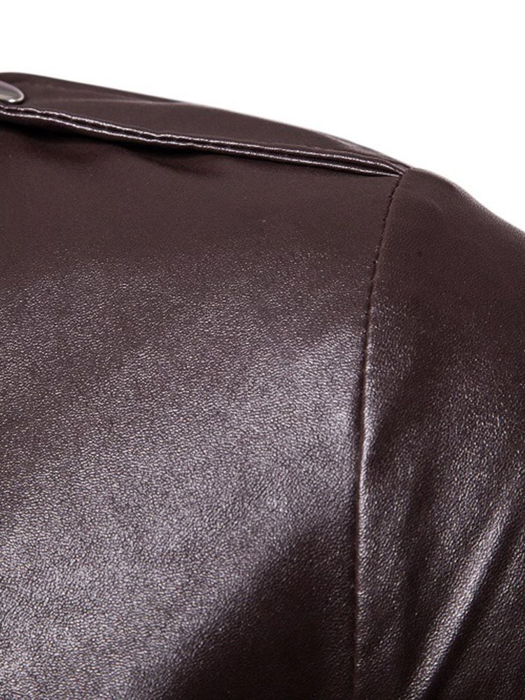 Lapel Vanlig Standard Slim Fall Läderjacka