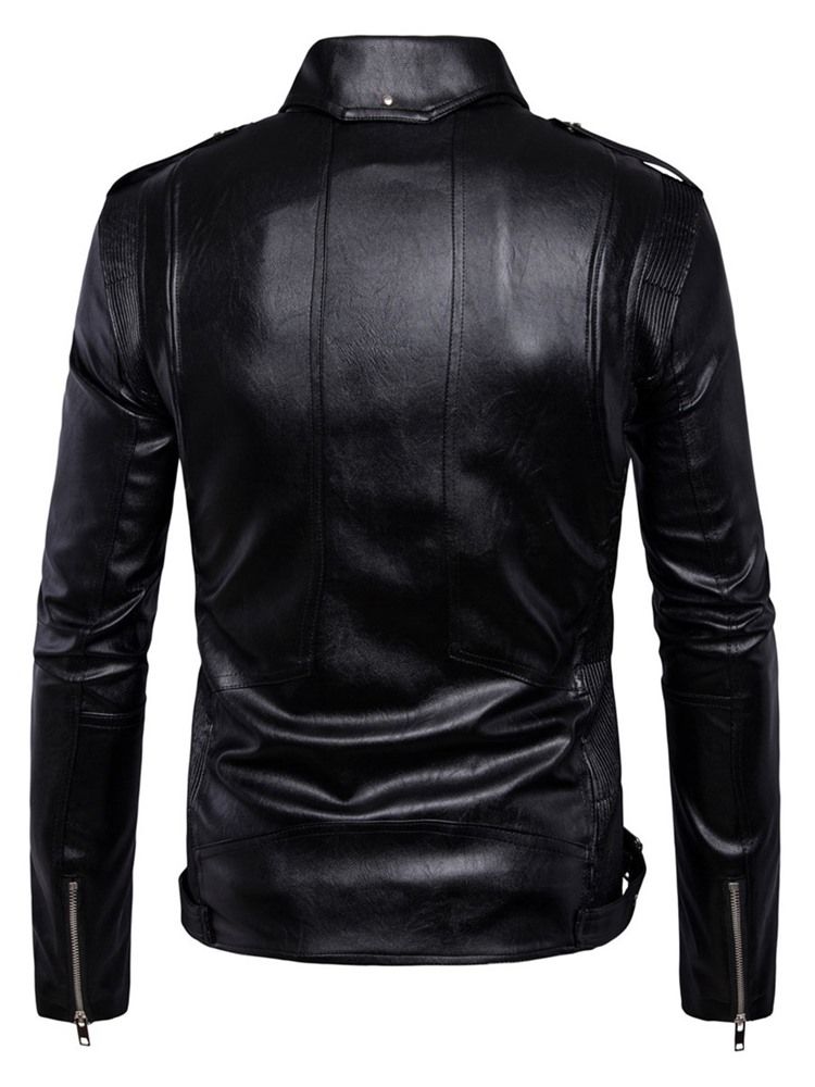 Lapel Zip Vit Pu Vogue Herrjacka