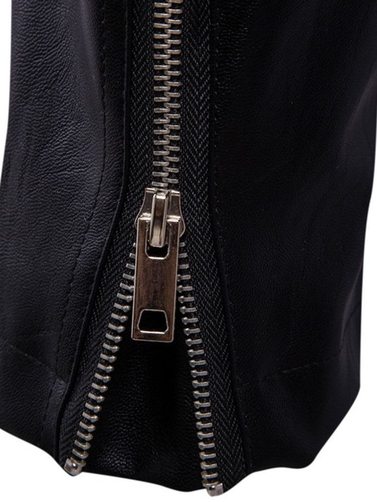 Lapel Zip Vit Pu Vogue Herrjacka
