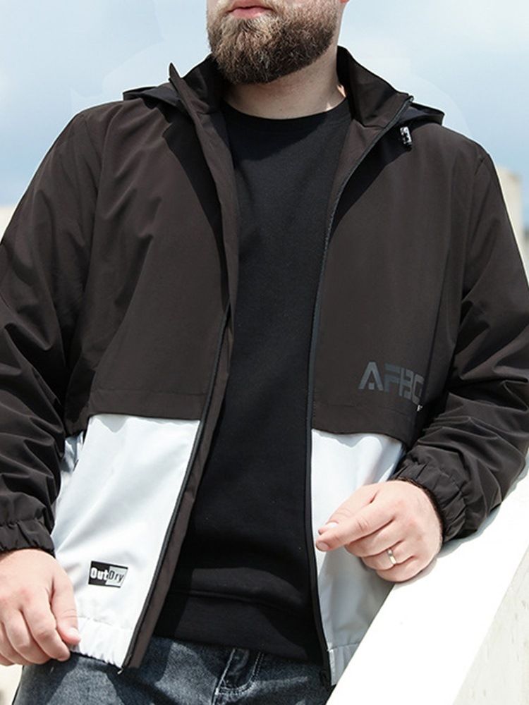 Letter Hooded Patchwork Casual Lös Jacka