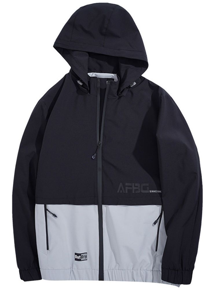 Letter Hooded Patchwork Casual Lös Jacka