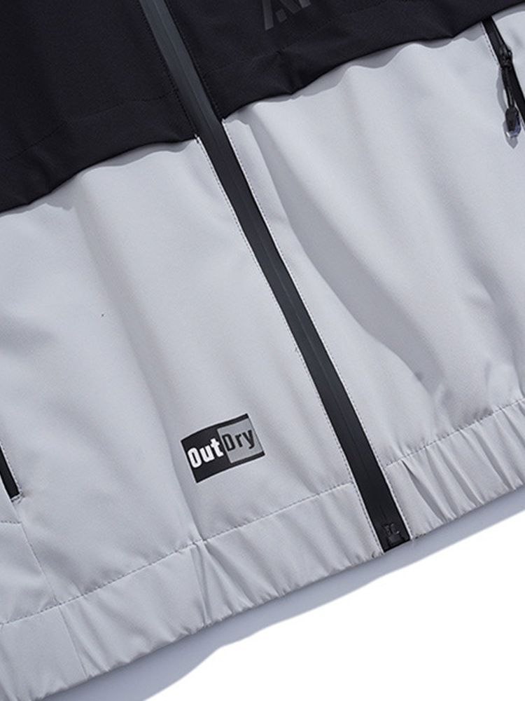 Letter Hooded Patchwork Casual Lös Jacka