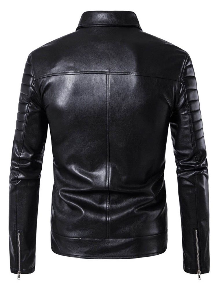 Multi-Zip Lapel Pu Vogue Herrjacka