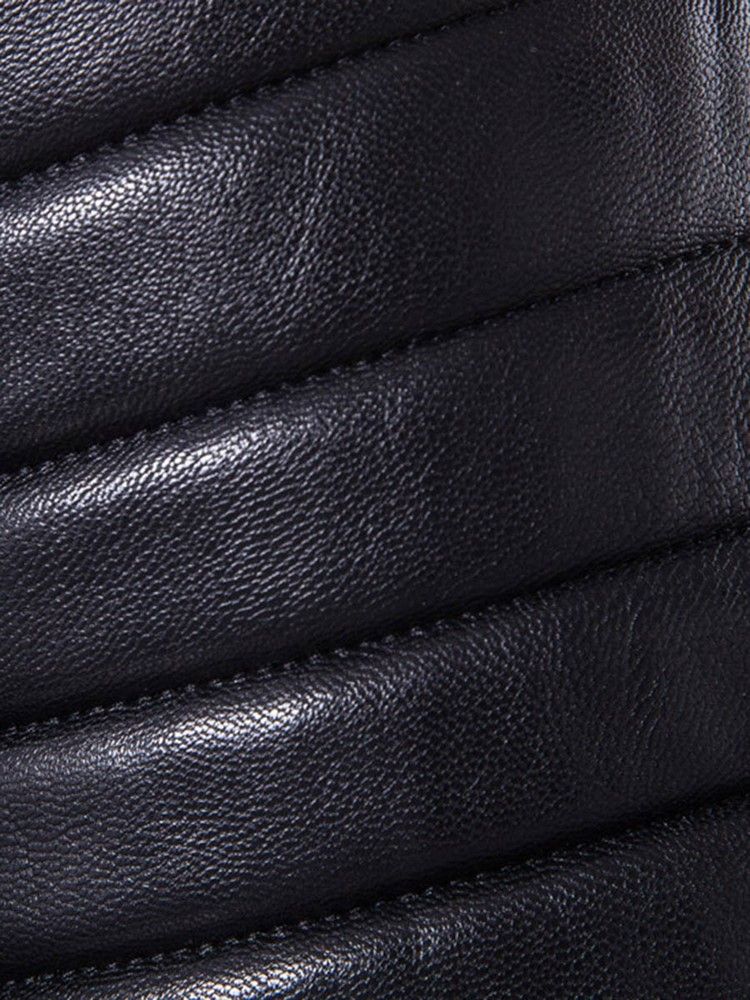 Multi-Zip Lapel Pu Vogue Herrjacka