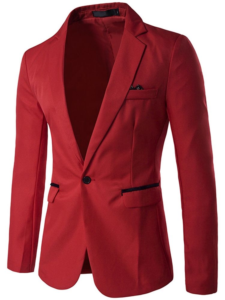 Naggad Lapel Slim Plain Blazer För Män