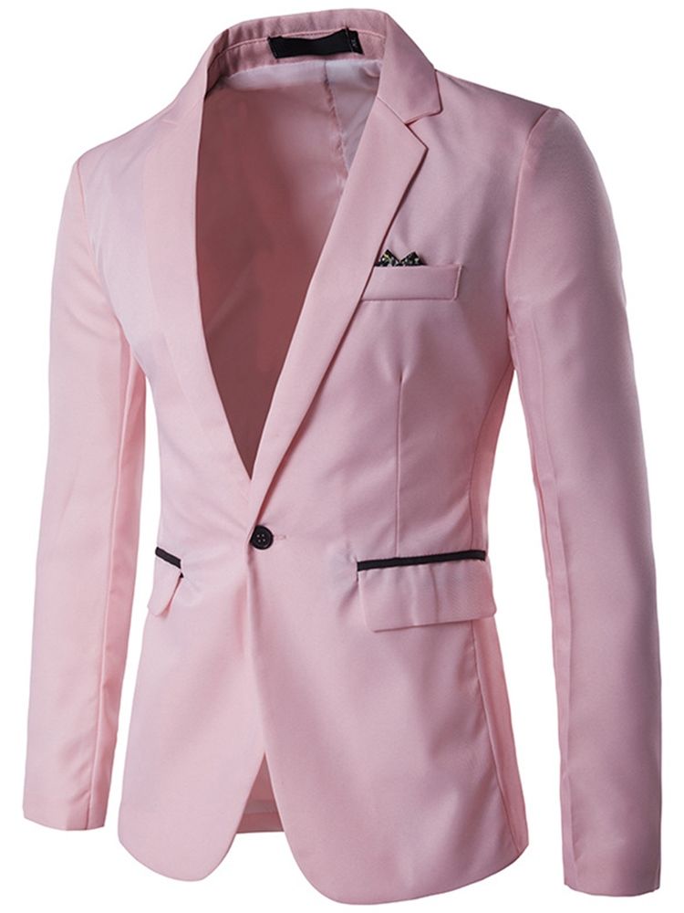 Naggad Lapel Slim Plain Blazer För Män