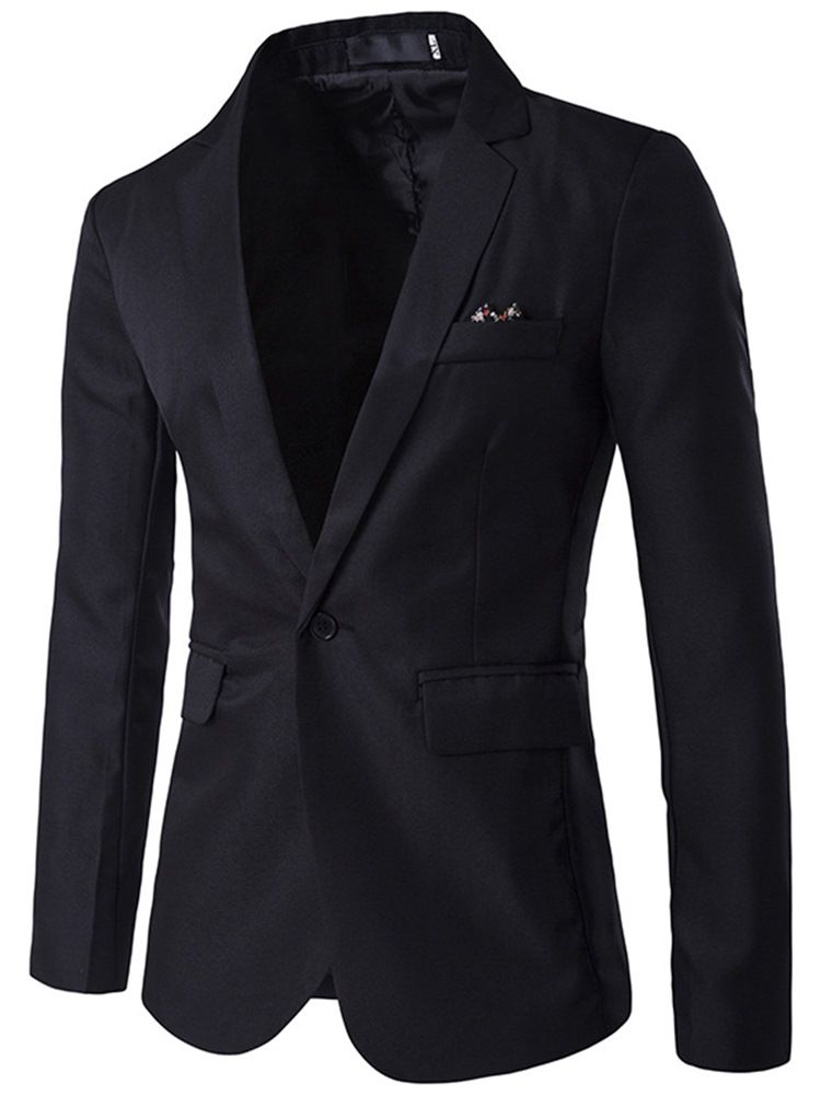 Naggad Lapel Slim Plain Blazer För Män
