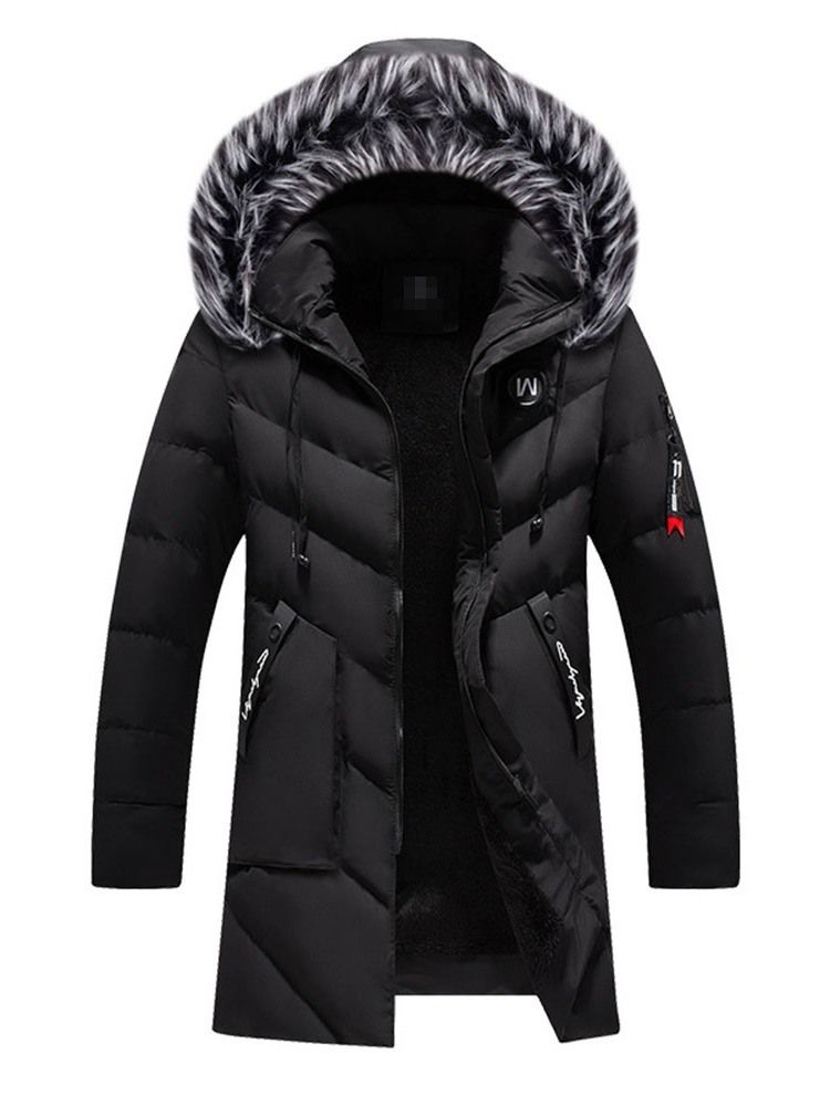 Patchwork Color Block Hooded Dragkedja Europeisk Dunjacka För Män