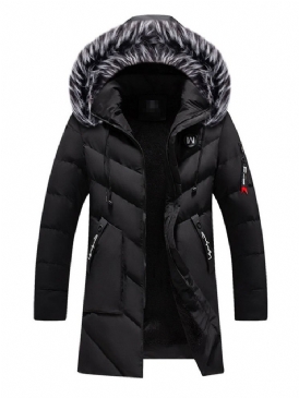 Patchwork Color Block Hooded Dragkedja Europeisk Dunjacka För Män