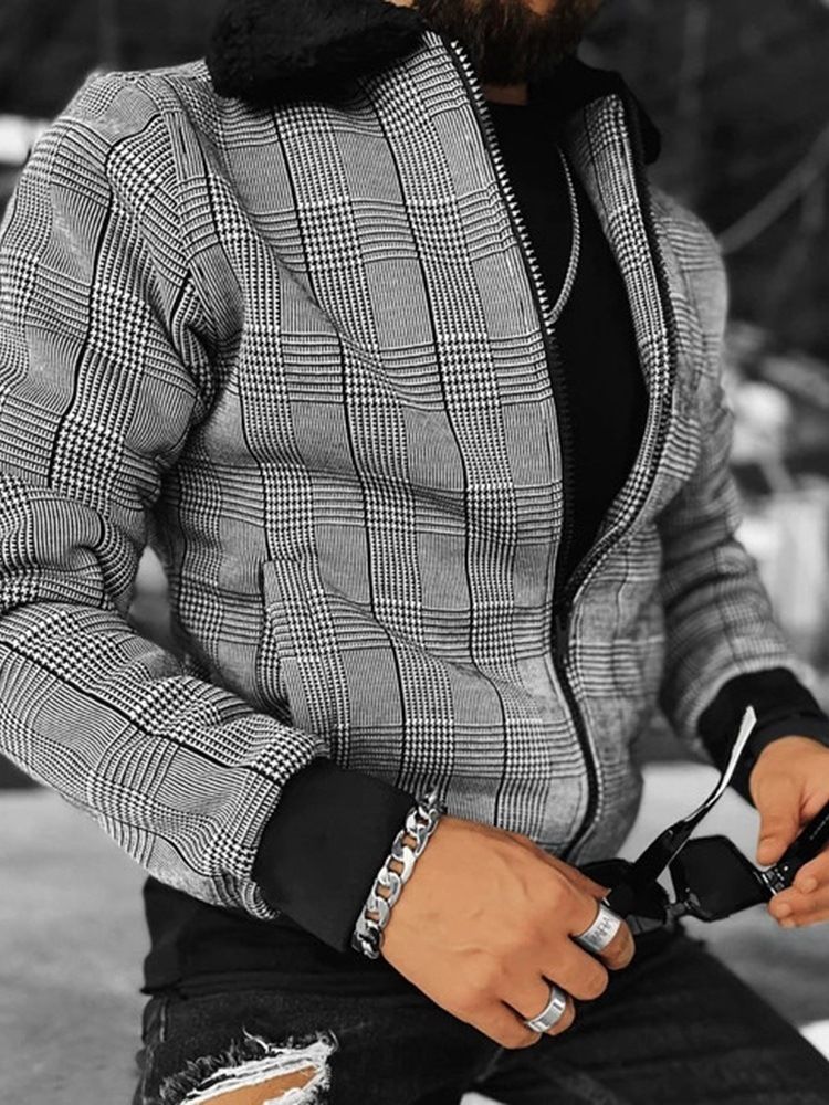 Patchwork Rutig Lapel Rak European Jacket