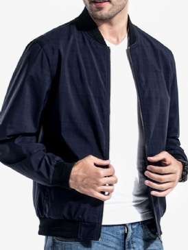 Patchwork Tunn Rutig Dragkedja Casual Herrjacka