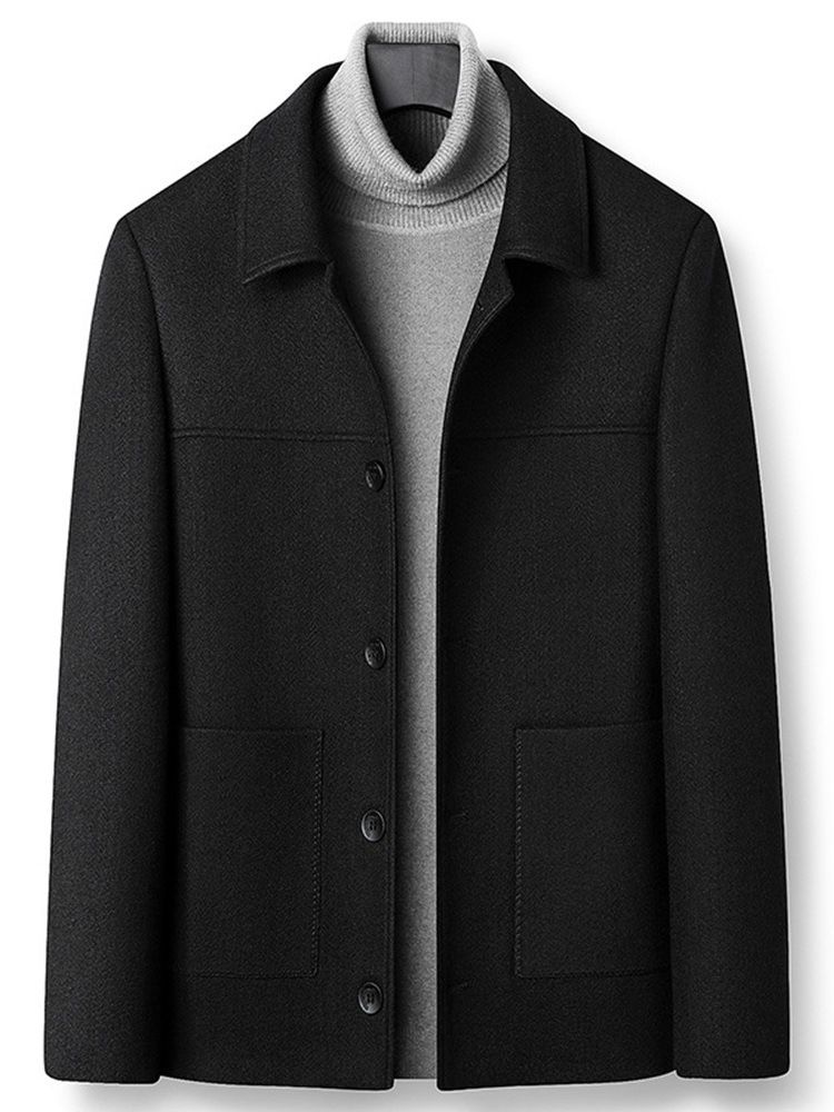 Plain Lapel Pocket Enkelknäppt Casual Jacka