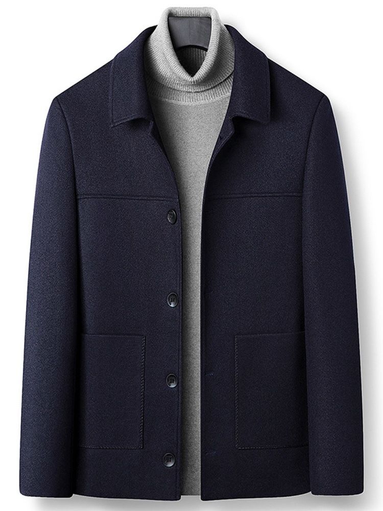 Plain Lapel Pocket Enkelknäppt Casual Jacka