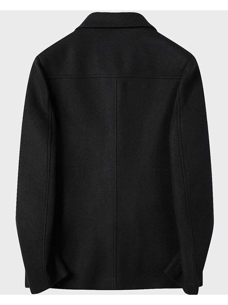 Plain Lapel Pocket Enkelknäppt Casual Jacka