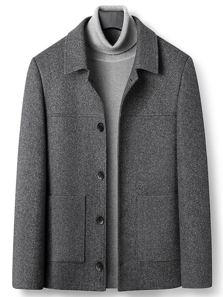 Plain Lapel Pocket Enkelknäppt Casual Jacka