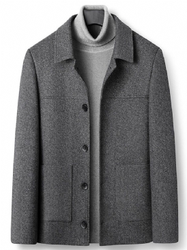 Plain Lapel Pocket Enkelknäppt Casual Jacka