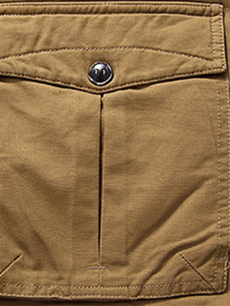 Plain Pocke Avtagbar Huva Mäns Tjocka Casual Coats Jacka