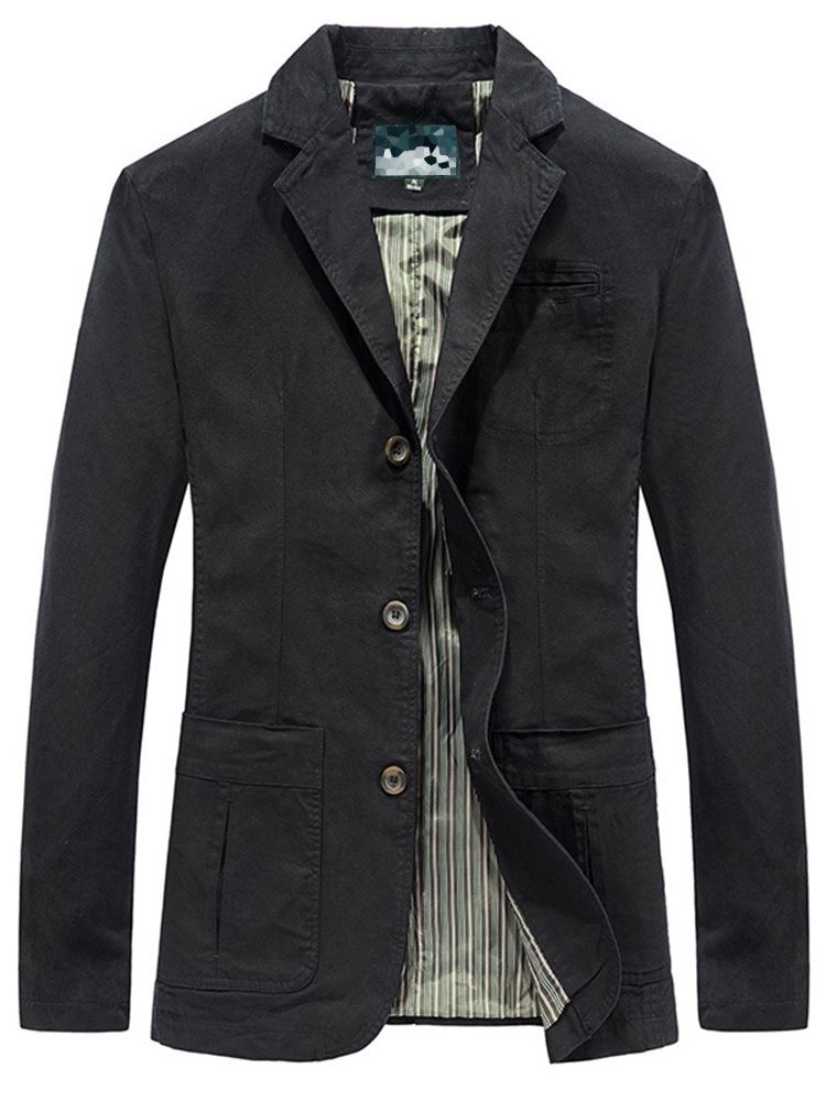 Plain Pocket Lapel Fall Casual Jacka