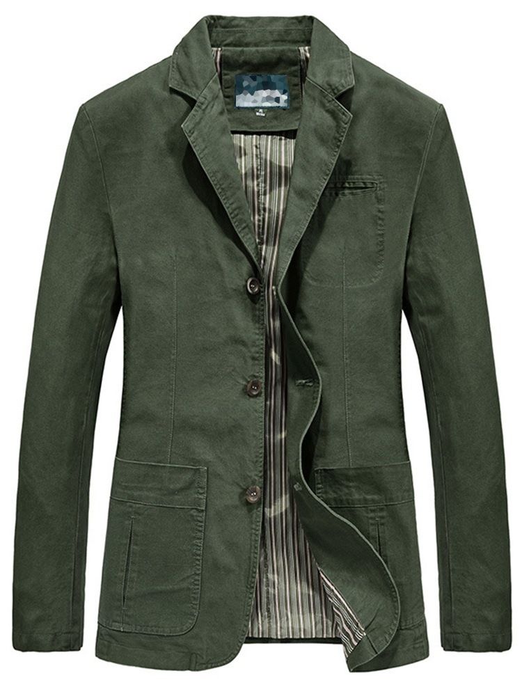 Plain Pocket Lapel Fall Casual Jacka