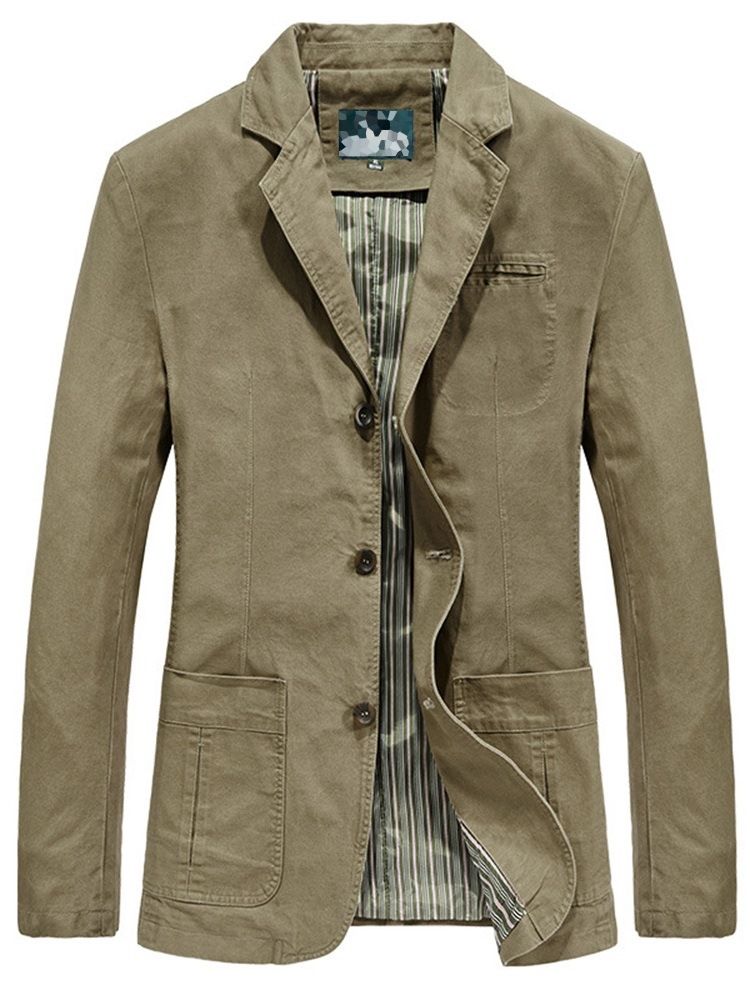 Plain Pocket Lapel Fall Casual Jacka