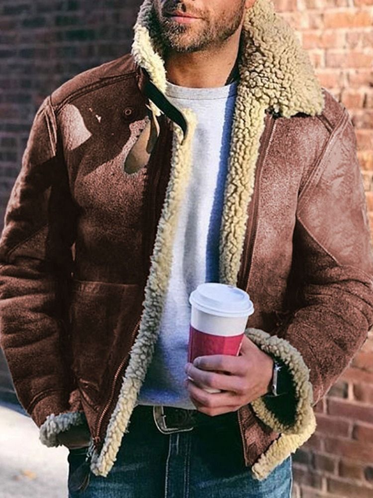 Plain Zipper Lapel Fall Zipper Jacket