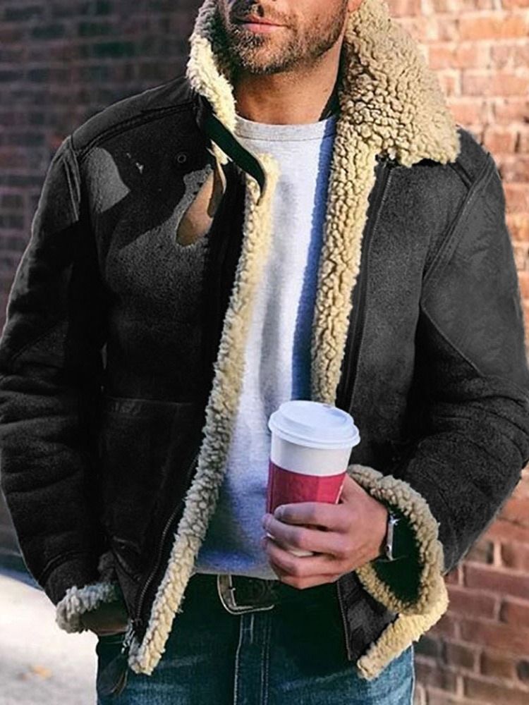 Plain Zipper Lapel Fall Zipper Jacket