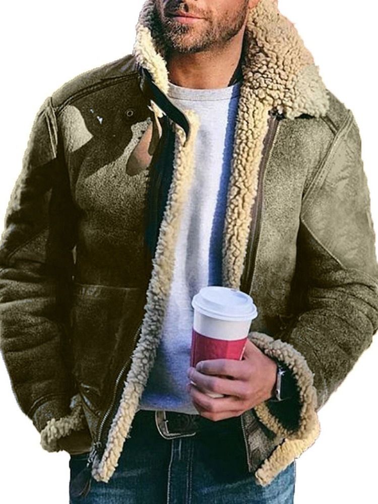 Plain Zipper Lapel Fall Zipper Jacket