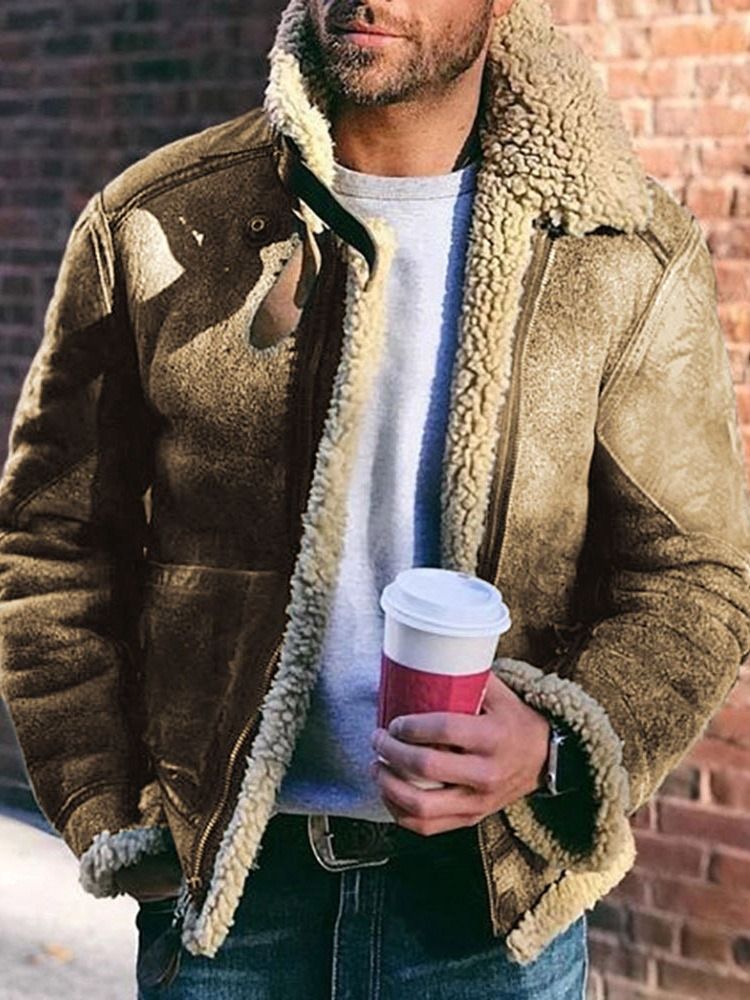 Plain Zipper Lapel Fall Zipper Jacket