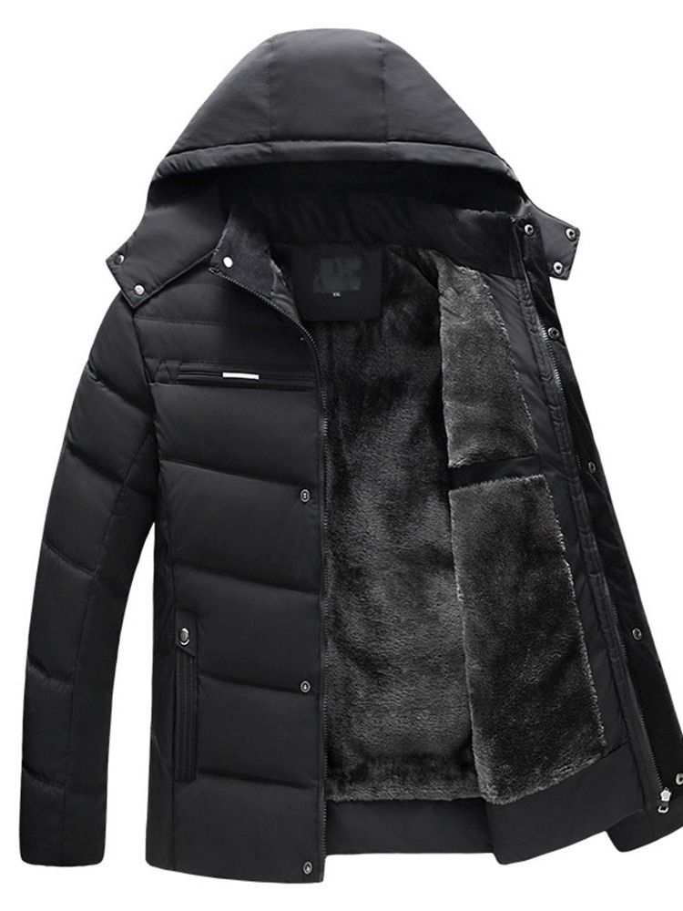 Pocket Dubbla Lager Slät Dragkedja Casual Dunjacka