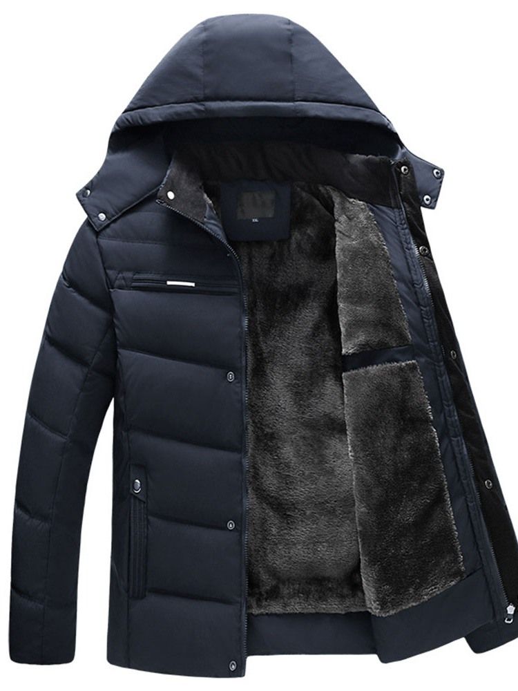 Pocket Dubbla Lager Slät Dragkedja Casual Dunjacka