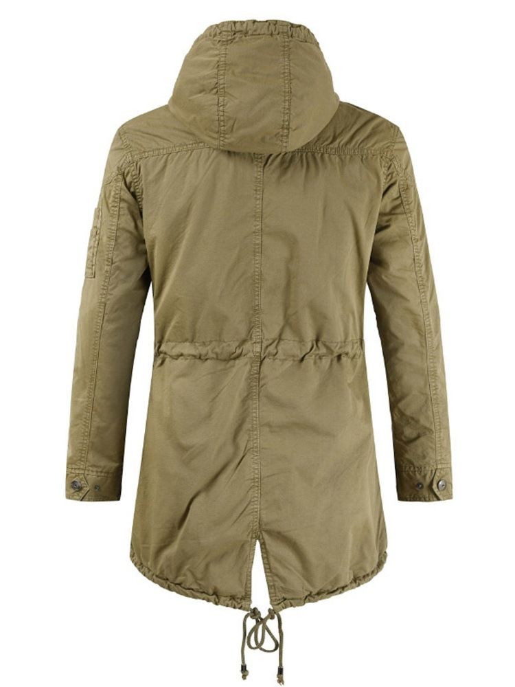 Pocket Hooded Plain Zipper Fall Jacka