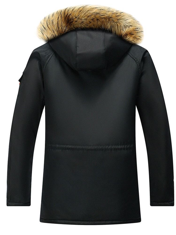 Pocket Hooded Plain Zipper Herr Casual Dunjacka