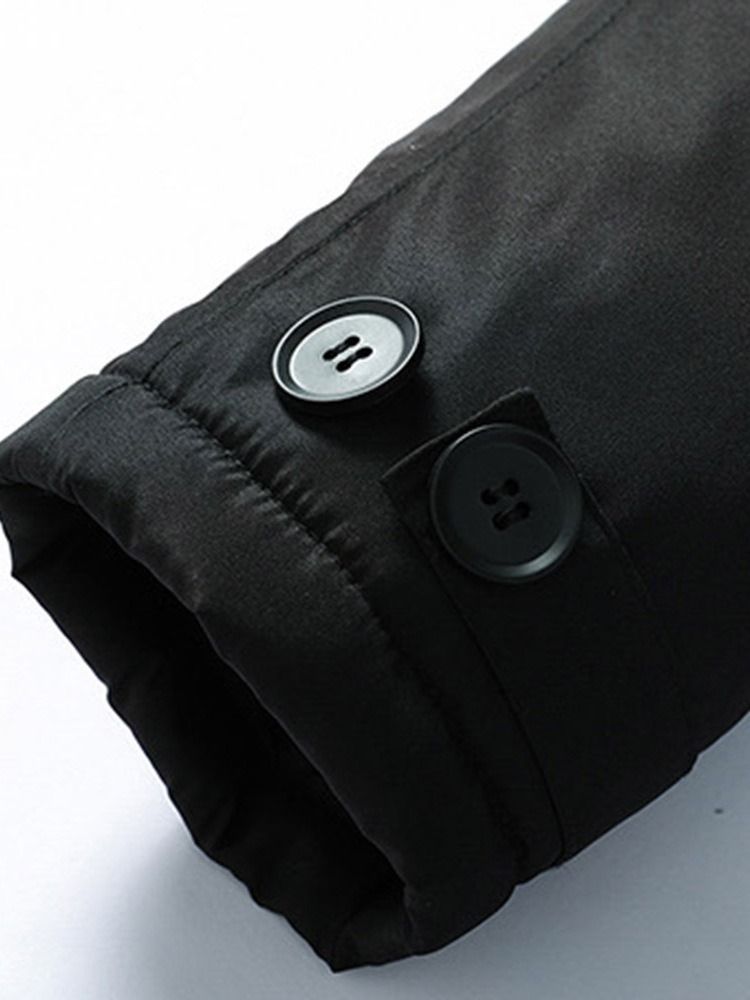 Pocket Hooded Plain Zipper Herr Casual Dunjacka
