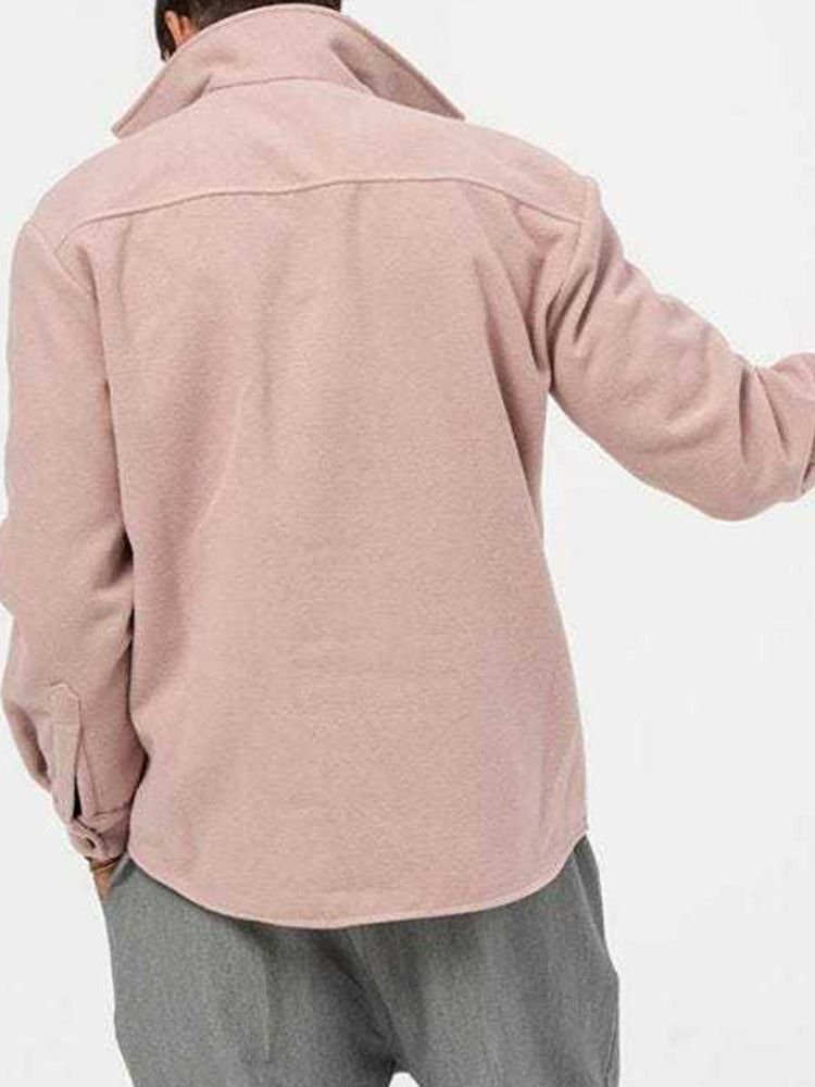 Pocket Lapel Vanlig Lös Enkelknäppt Jacka