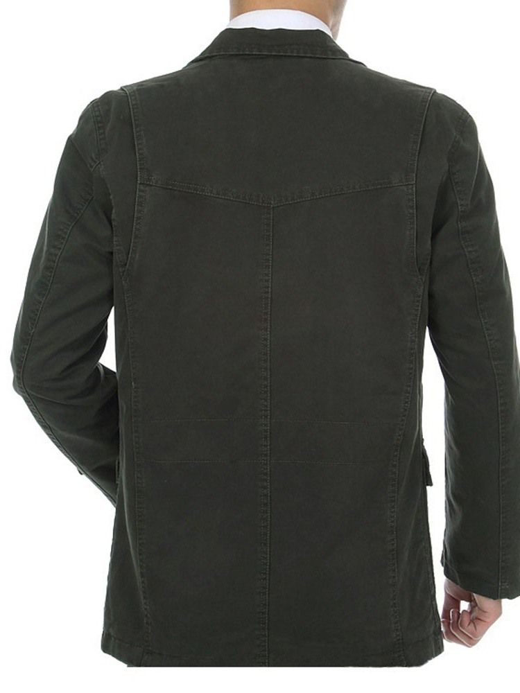 Pocket Plain Lapel Casual Höstjacka