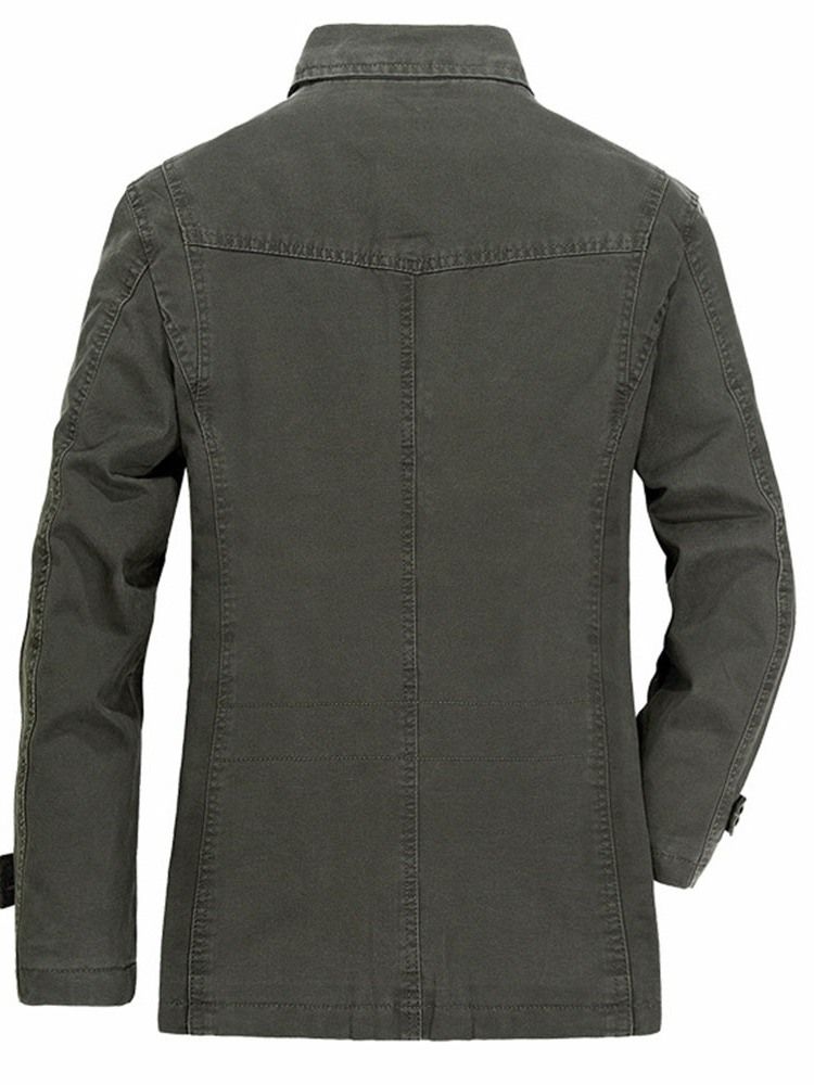 Pocket Plain Lapel Casual Höstjacka