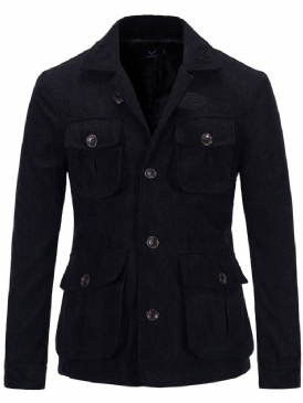 Pocket Plain Lapel Enkelknäppt Höstjacka