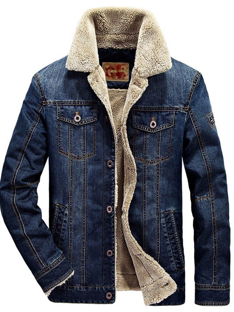 Pocket Plain Lapel Enkelknäppt Vinterjacka För Kvinnor