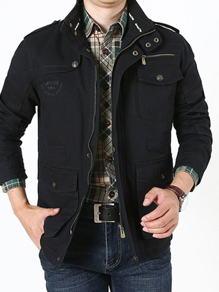 Pocket Stand Collar Dragkedja Falljacka