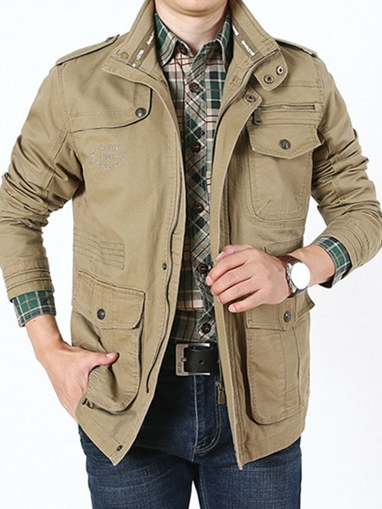 Pocket Stand Collar Dragkedja Falljacka