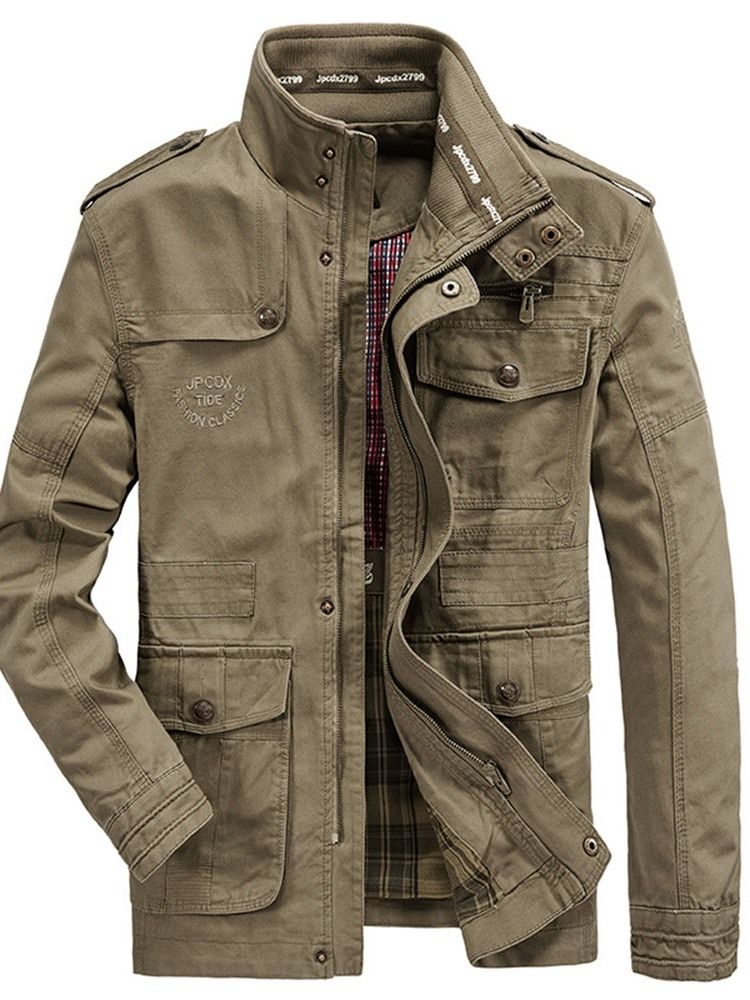 Pocket Stand Collar Dragkedja Falljacka