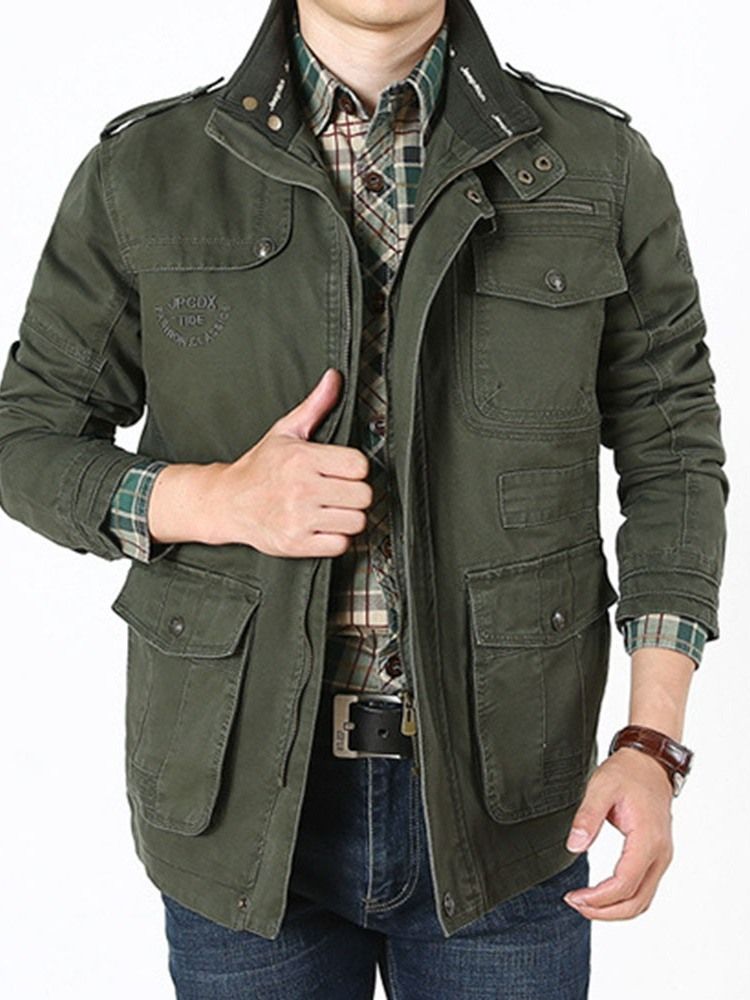 Pocket Stand Collar Dragkedja Falljacka