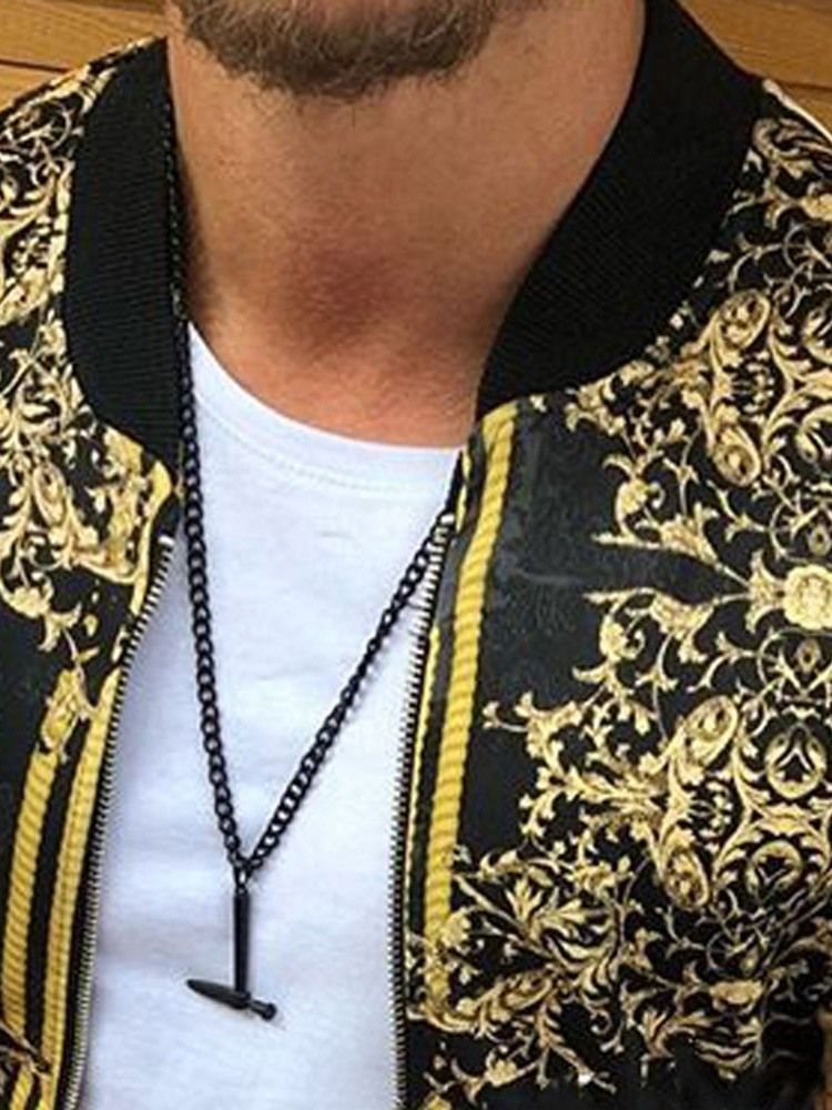 Print Stativ Krage Blommig Dragkedja Slim Jacka